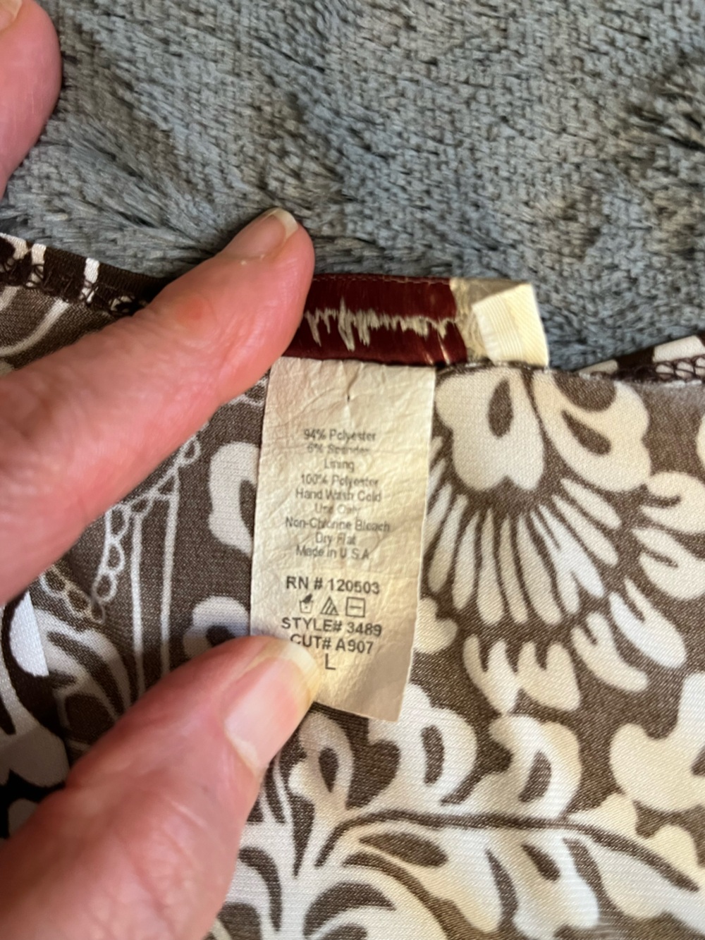 Sushi Flower Shirt Dress Rich Chocolate Brown/White Short Sleeve V Neck L - Picture 4 of 7